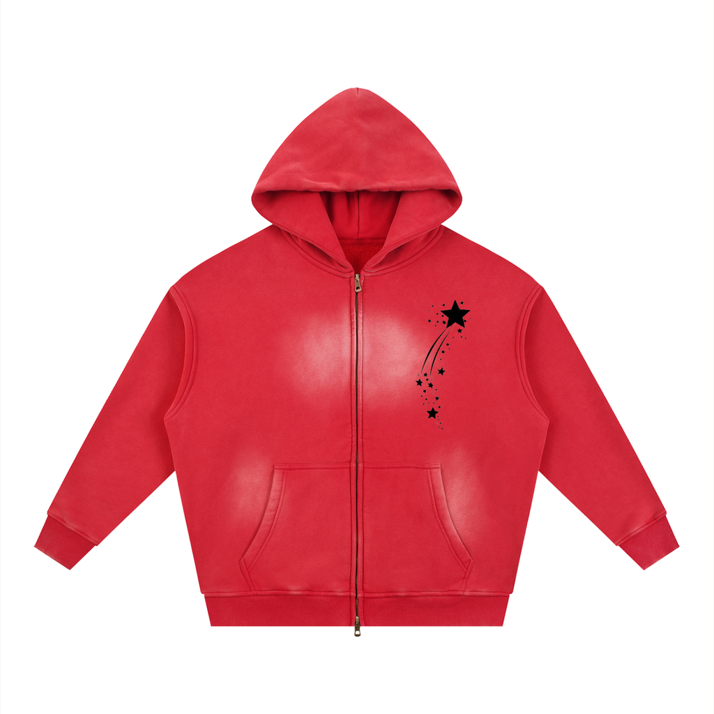 Sunfade Two-way Zipper Boxy Fleece Hoodie