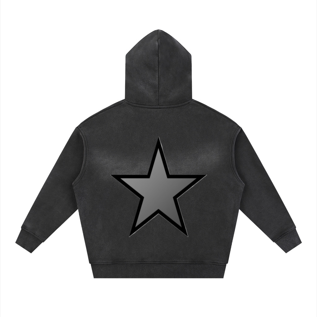 Sunfade Two-way Zipper Boxy Fleece Hoodie
