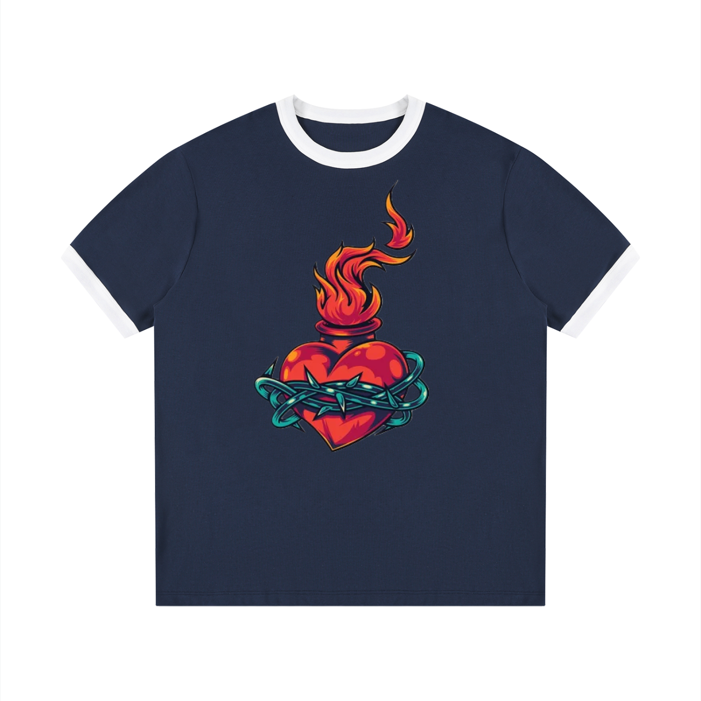 Contrast Edge Ribbed Crewneck T-Shirt