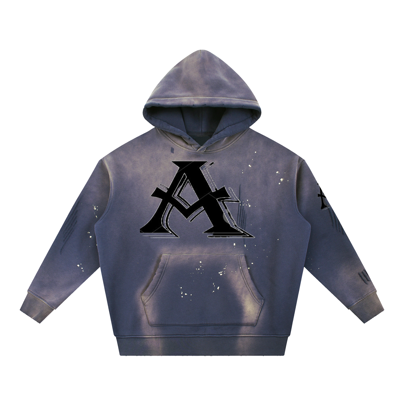 Vintage Washed Frayed Fleece Hoodie