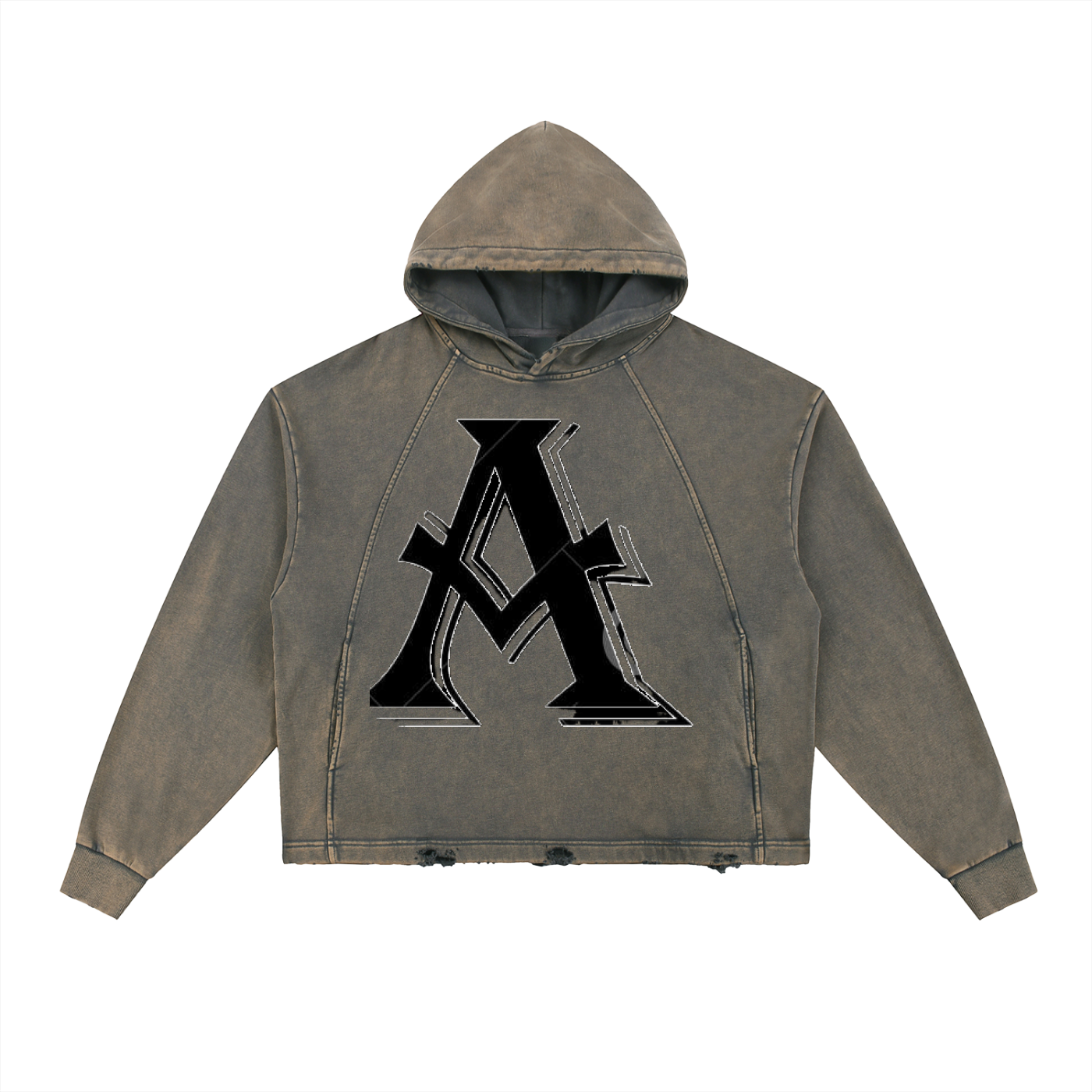 Vintage Washed Frayed-Hem Hoodie