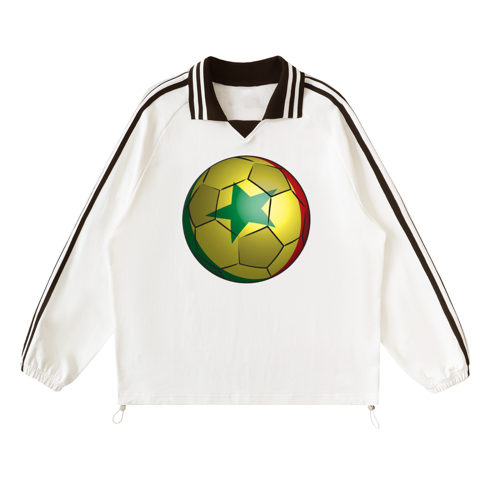 Contrast Striped Lapel Collar Sweatshirt