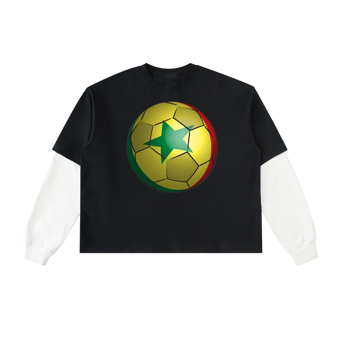 Layered Contrast Sleeve Cotton T-Shirt