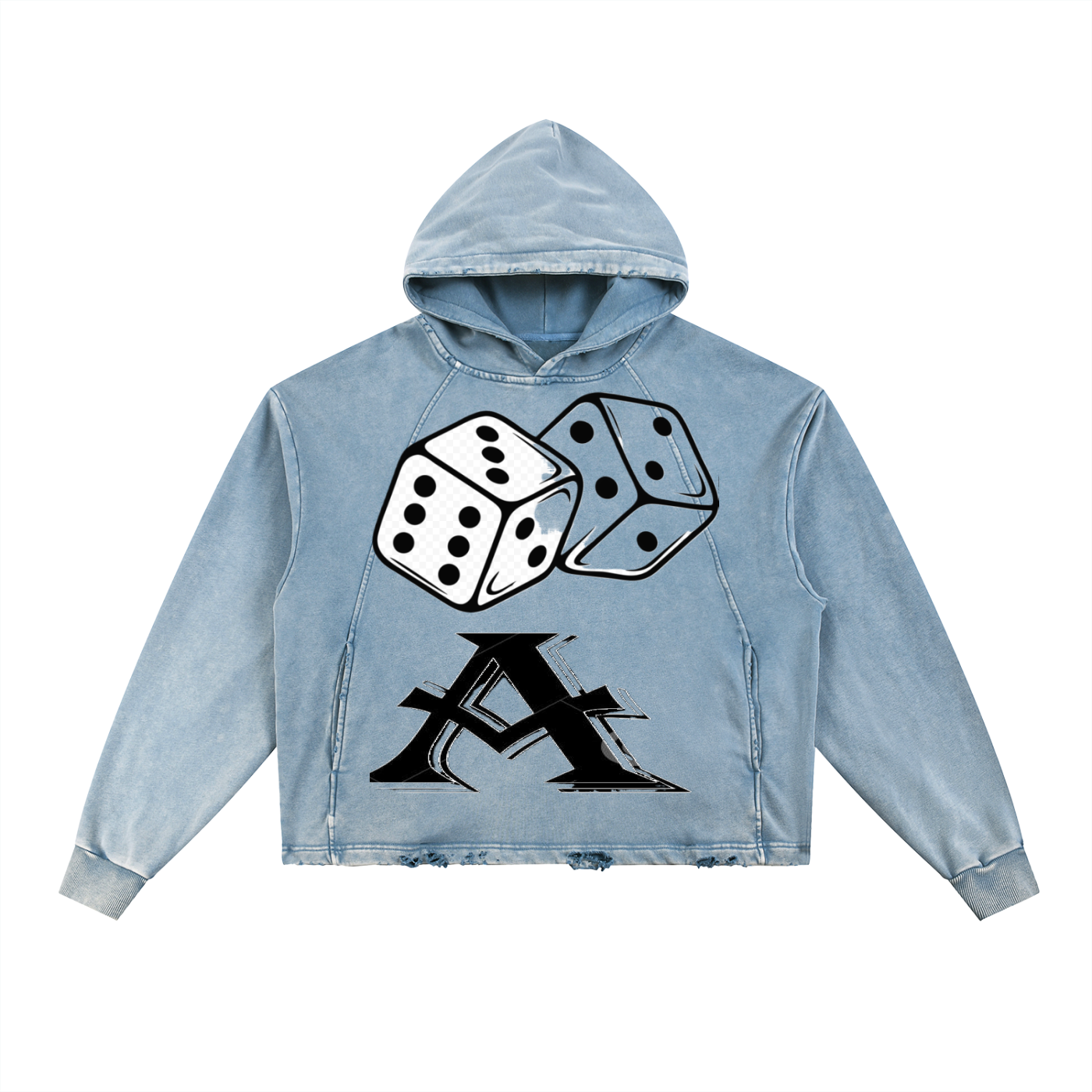 Vintage Washed Frayed-Hem Hoodie