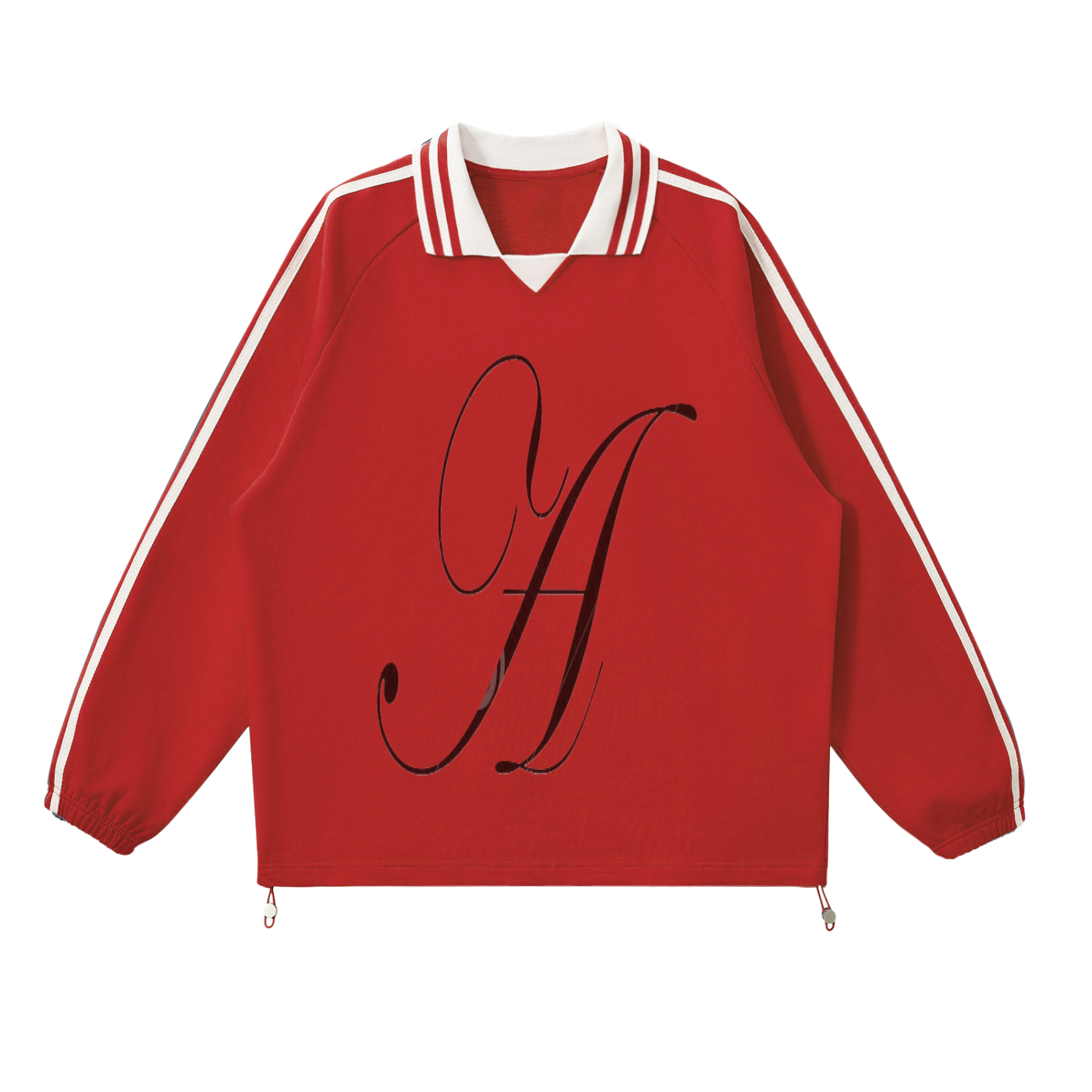 Contrast Striped Lapel Collar Sweatshirt