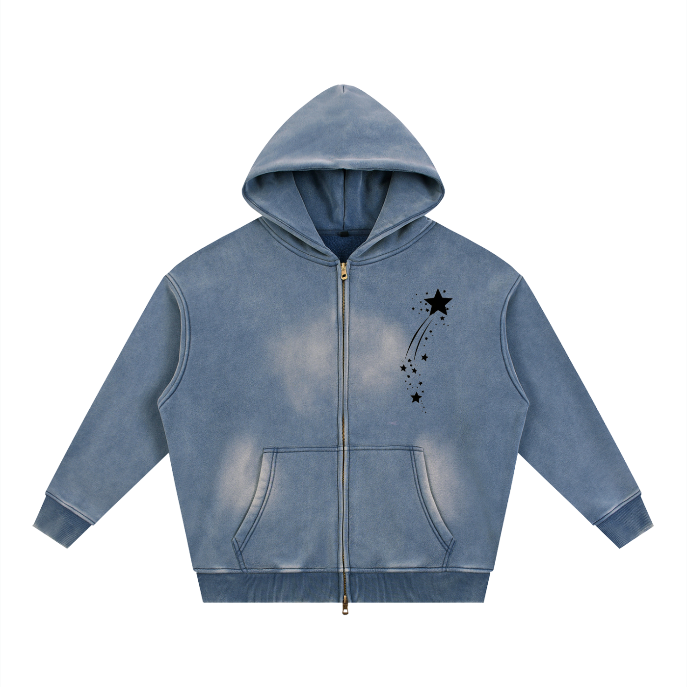 Sunfade Two-way Zipper Boxy Fleece Hoodie