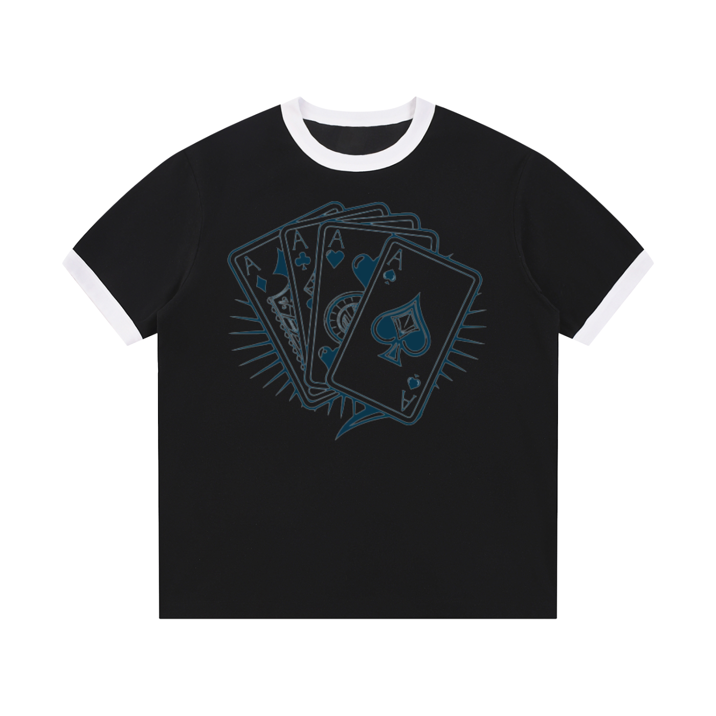 Contrast Edge Ribbed Crewneck T-Shirt