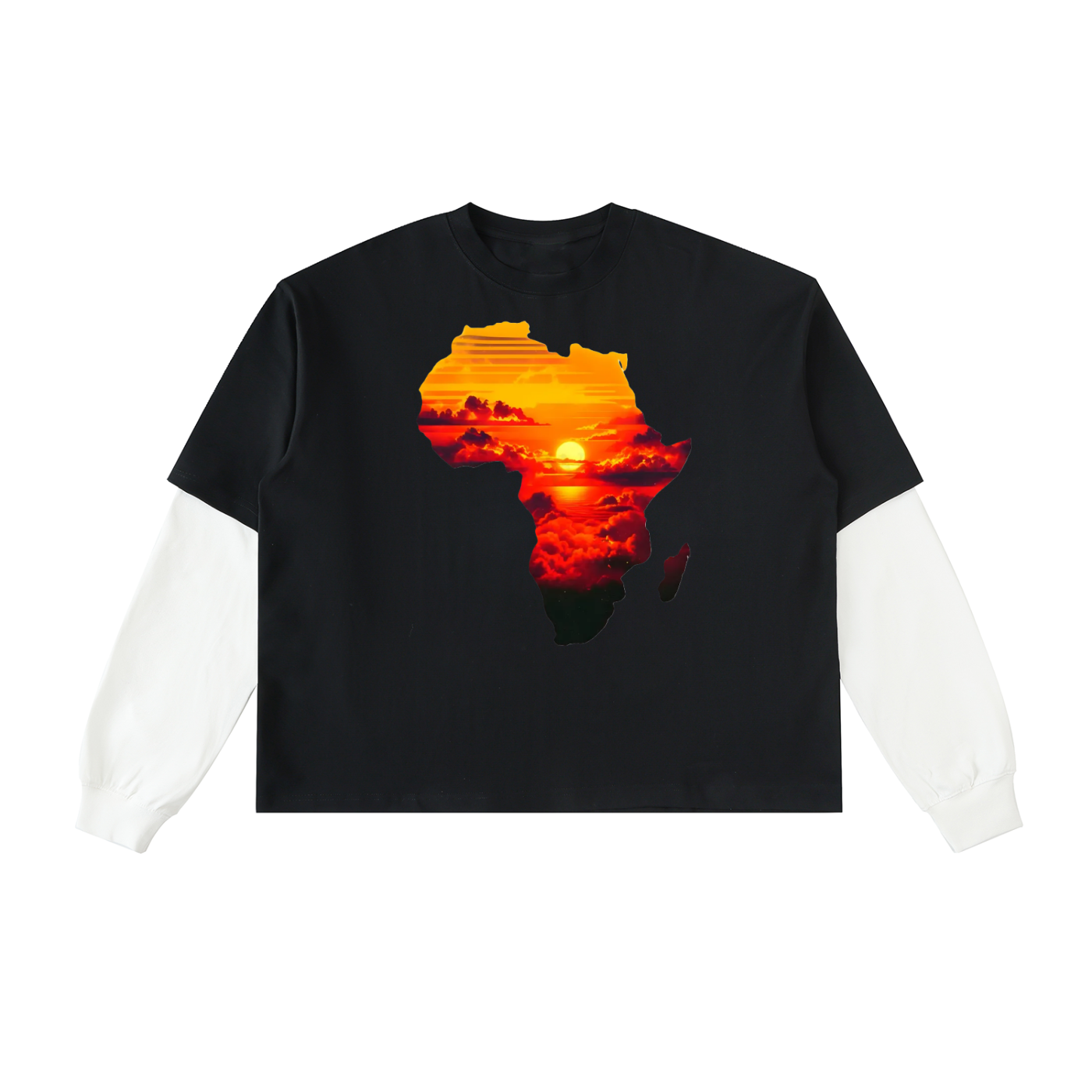 Layered Contrast Sleeve Cotton T-Shirt