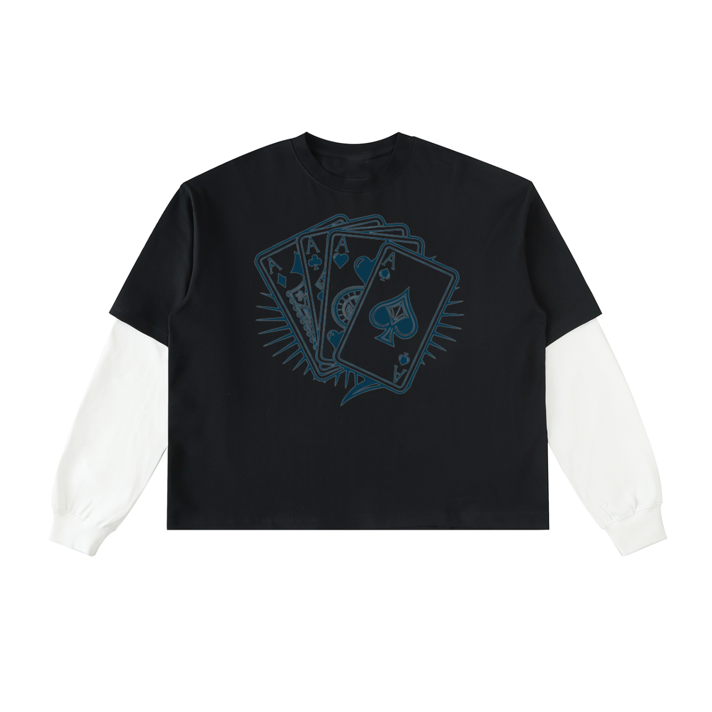 Layered Contrast Sleeve Cotton T-Shirt