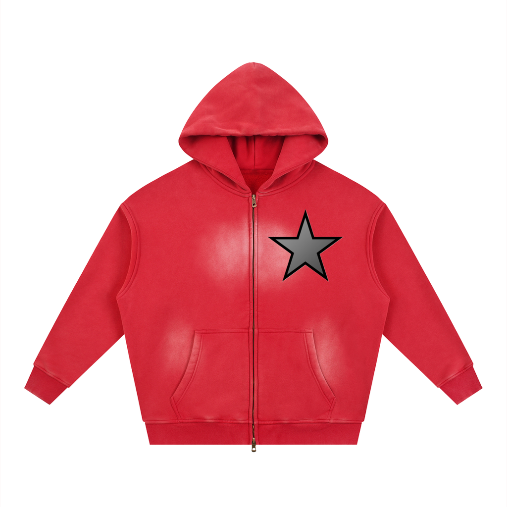 Sunfade Two-way Zipper Boxy Fleece Hoodie