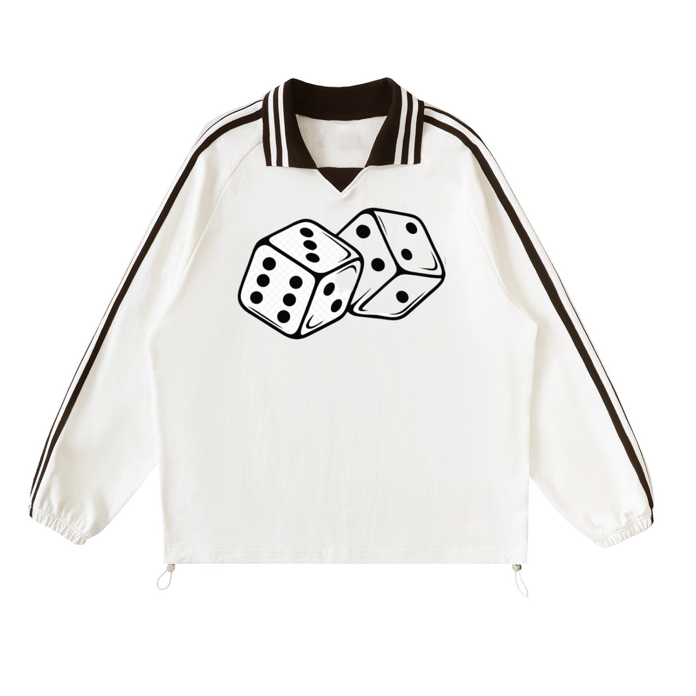 Contrast Striped Lapel Collar Sweatshirt