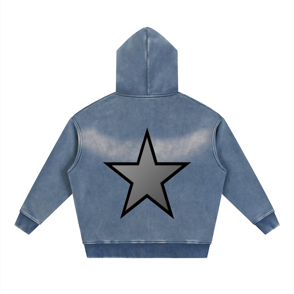 Sunfade Two-way Zipper Boxy Fleece Hoodie