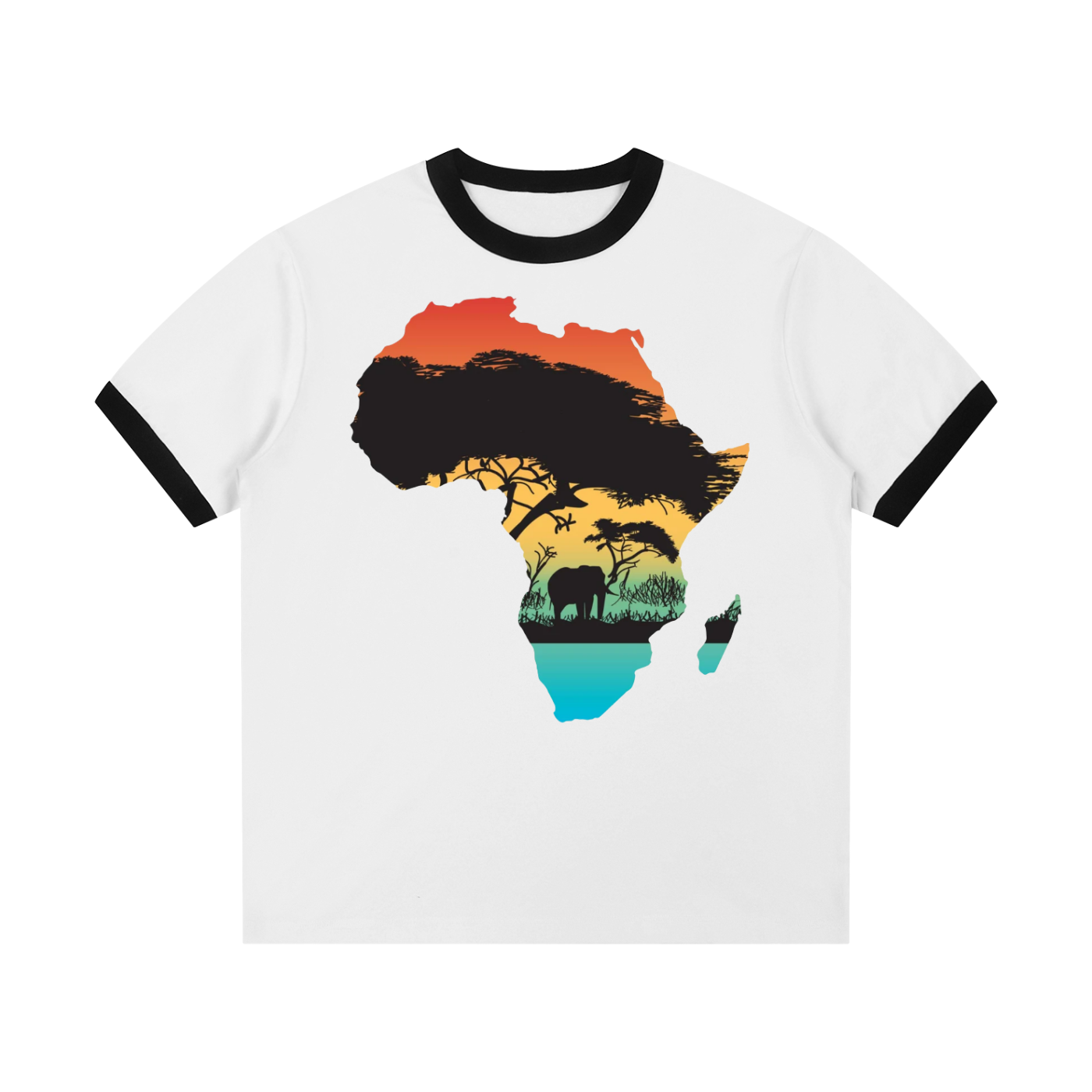 Contrast Edge Ribbed Crewneck T-Shirt