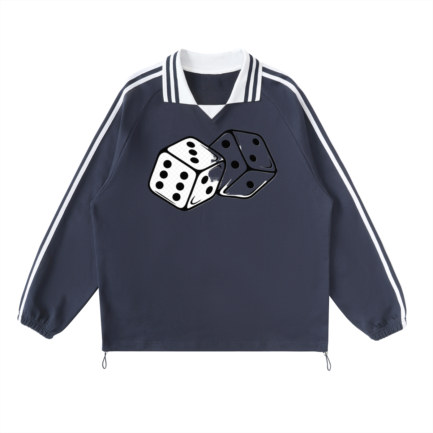 Contrast Striped Lapel Collar Sweatshirt