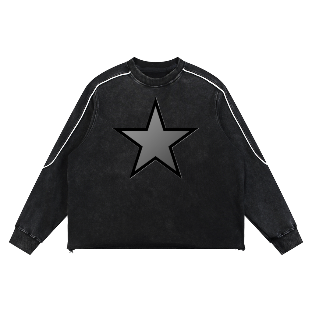 Mineral Wash Piping Raw Hem Sweatshirt