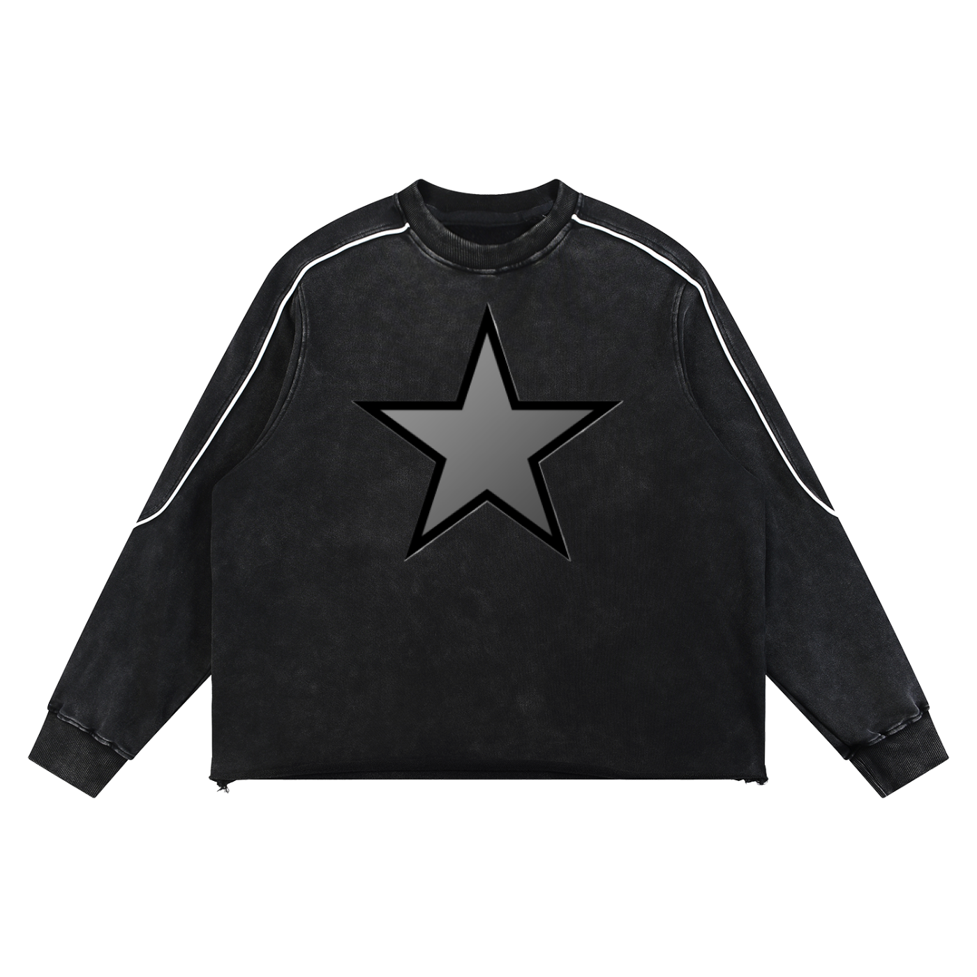Mineral Wash Piping Raw Hem Sweatshirt