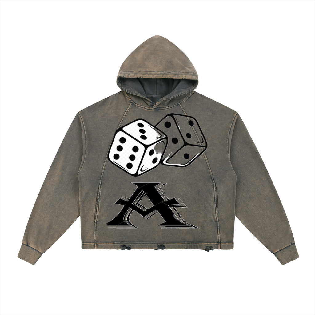 Vintage Washed Frayed-Hem Hoodie