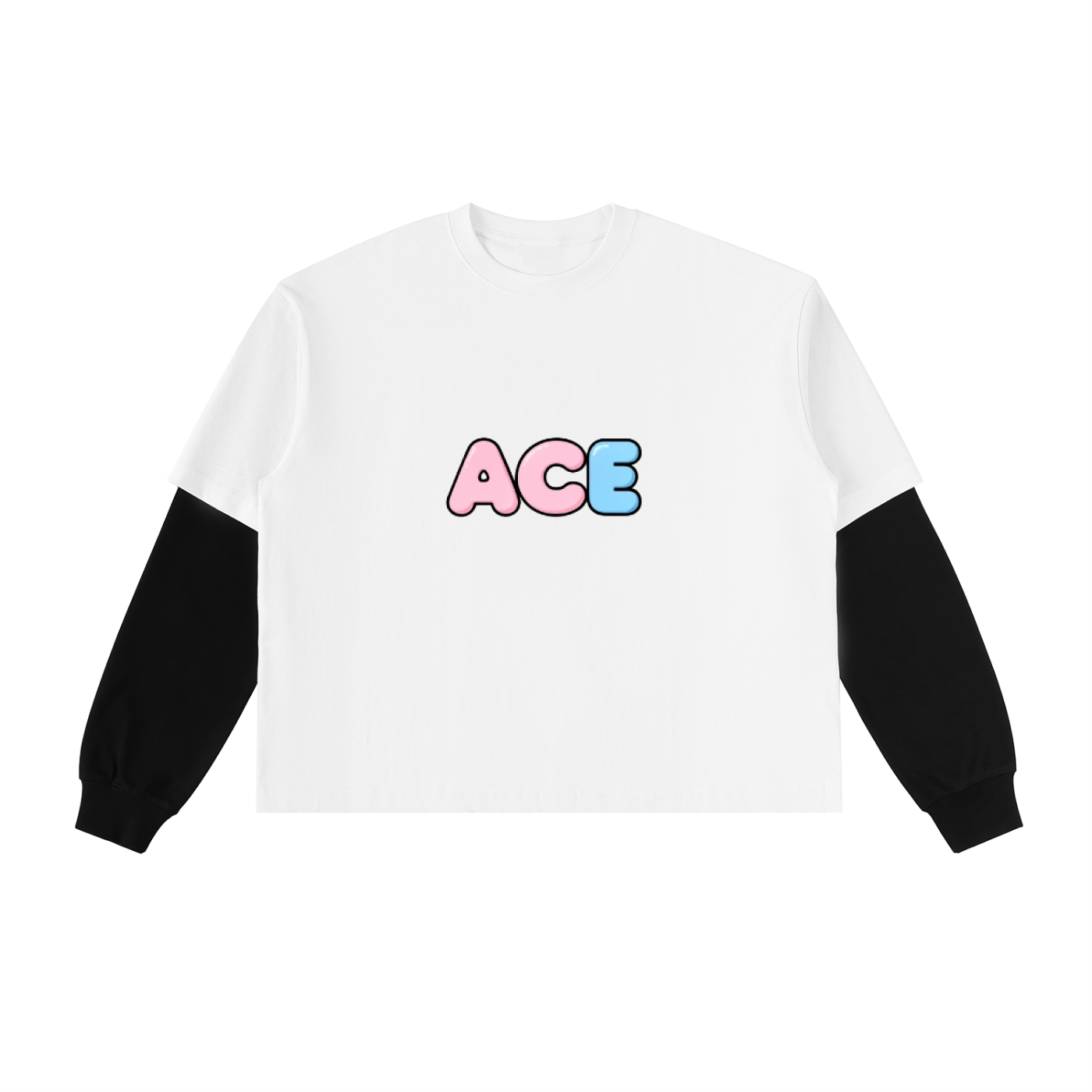 Layered Contrast Sleeve Cotton T-Shirt