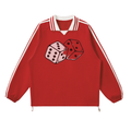 Contrast Striped Lapel Collar Sweatshirt