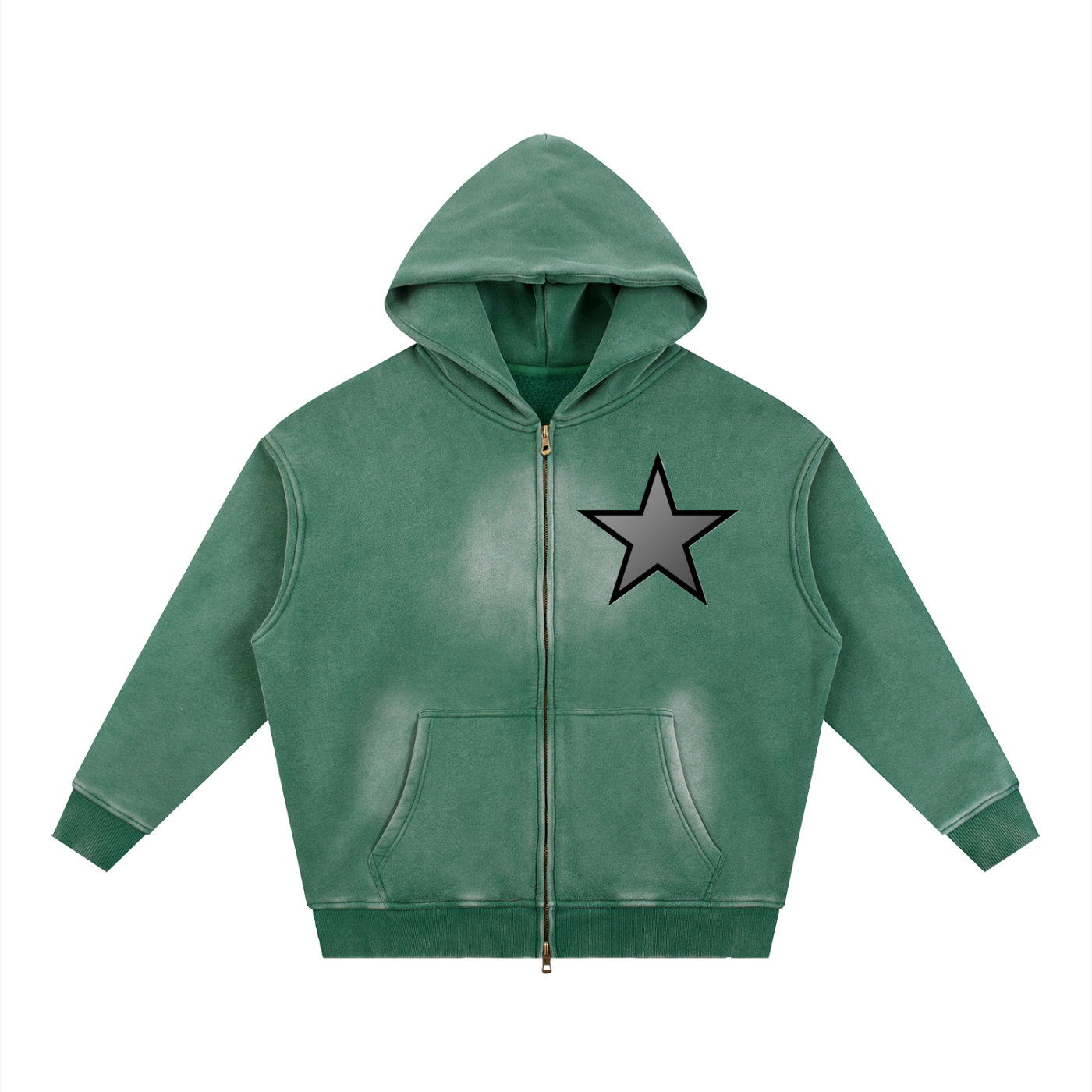 Sunfade Two-way Zipper Boxy Fleece Hoodie