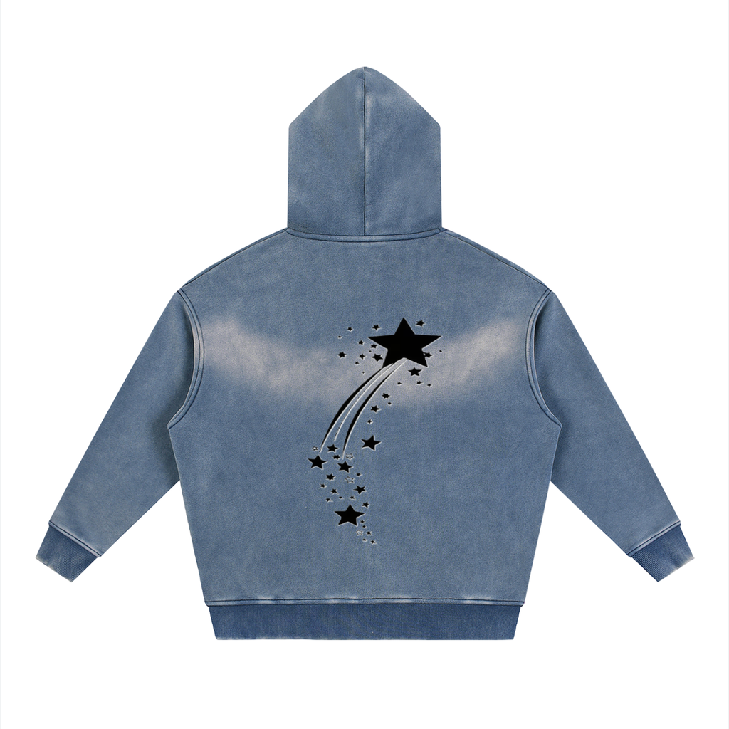 Sunfade Two-way Zipper Boxy Fleece Hoodie