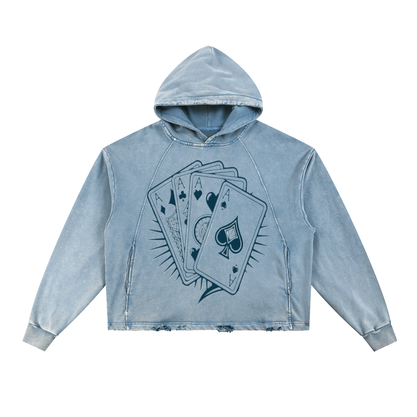 Vintage Washed Frayed-Hem Hoodie