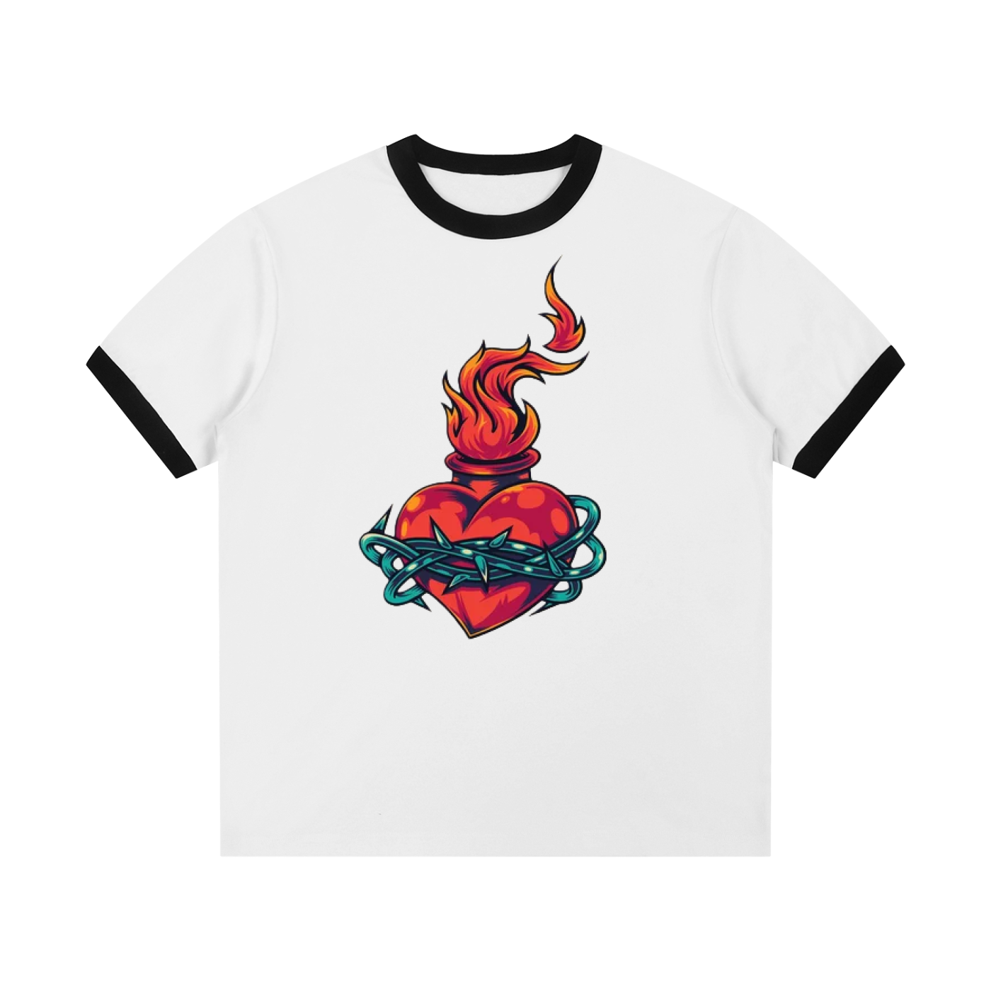 Contrast Edge Ribbed Crewneck T-Shirt