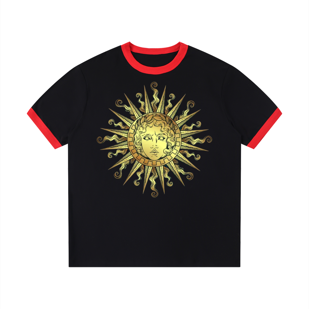 Contrast Edge Ribbed Crewneck T-Shirt