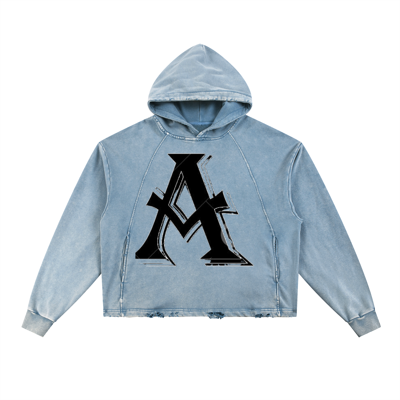 Vintage Washed Frayed-Hem Hoodie