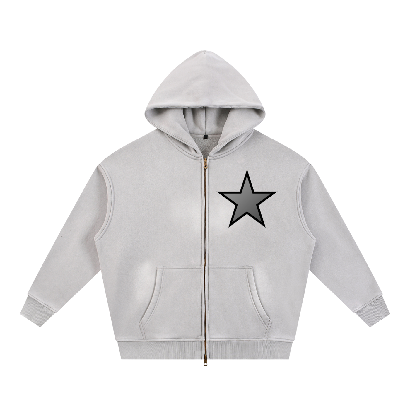 Sunfade Two-way Zipper Boxy Fleece Hoodie