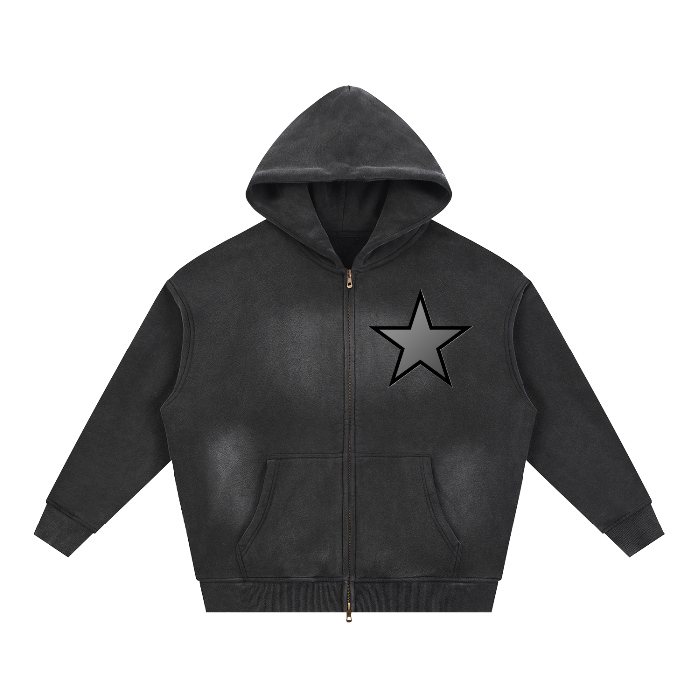 Sunfade Two-way Zipper Boxy Fleece Hoodie