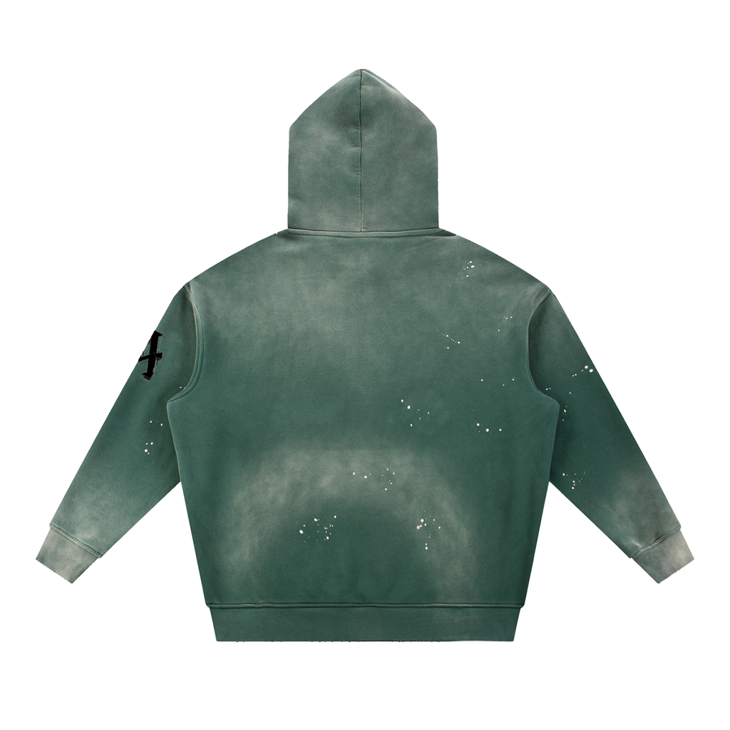 Vintage Washed Frayed Fleece Hoodie