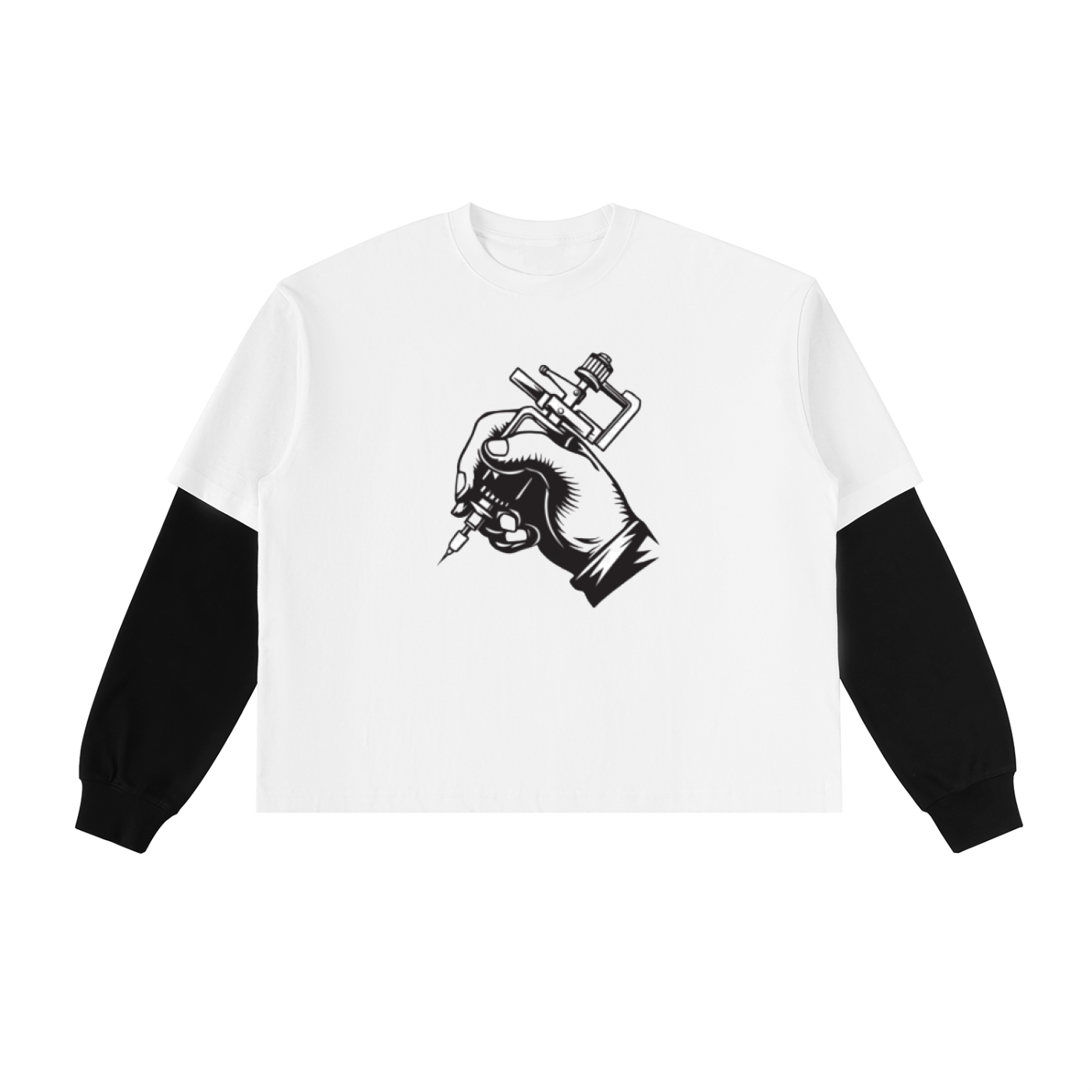 Layered Contrast Sleeve Cotton T-Shirt