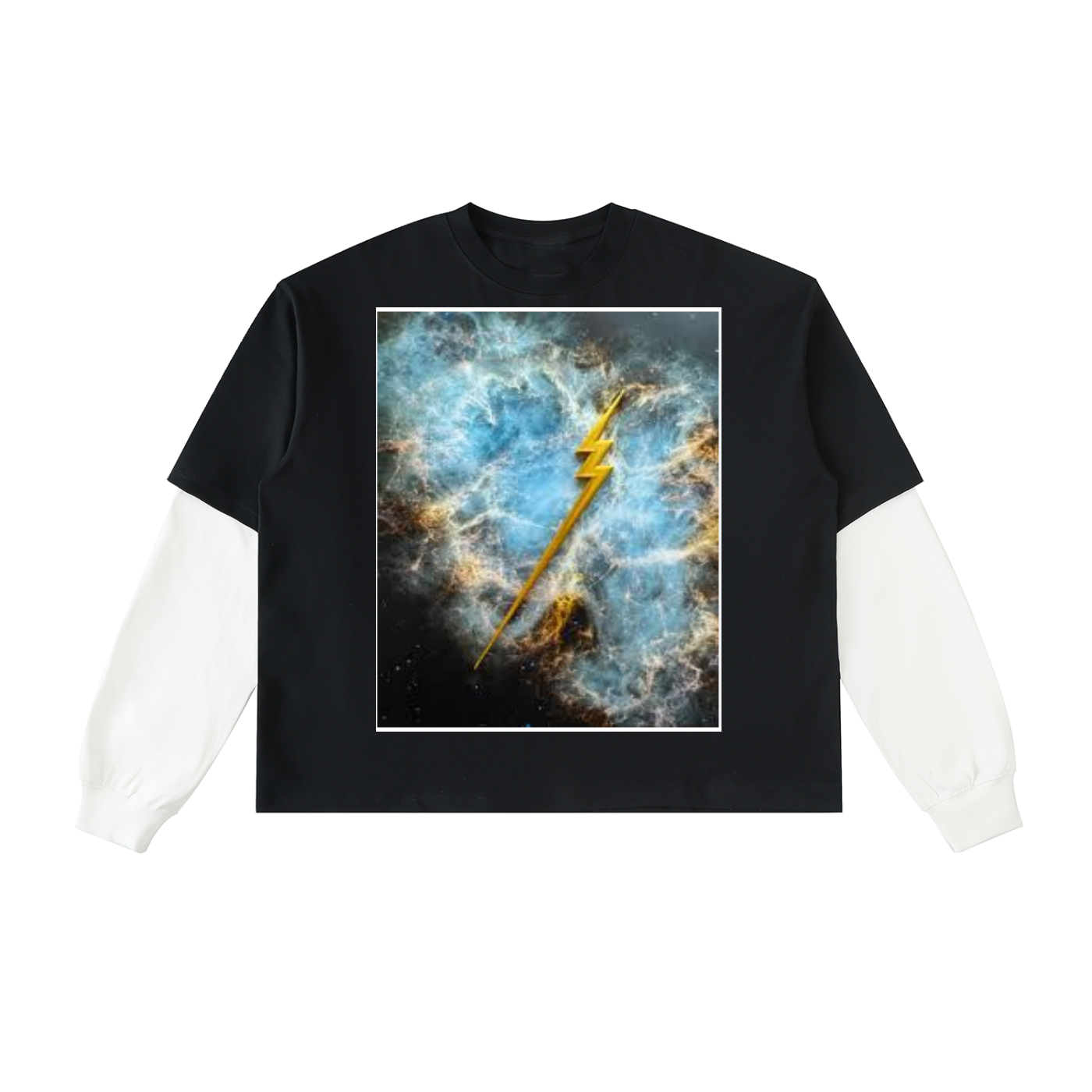 Layered Contrast Sleeve Cotton T-Shirt