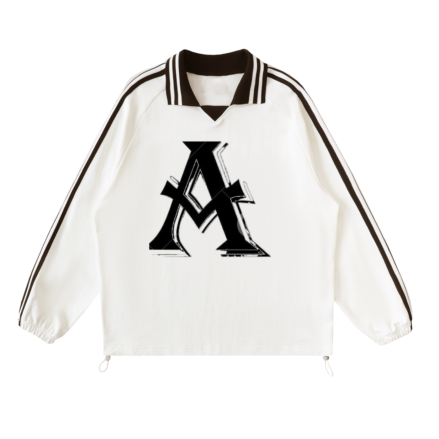 Contrast Striped Lapel Collar Sweatshirt
