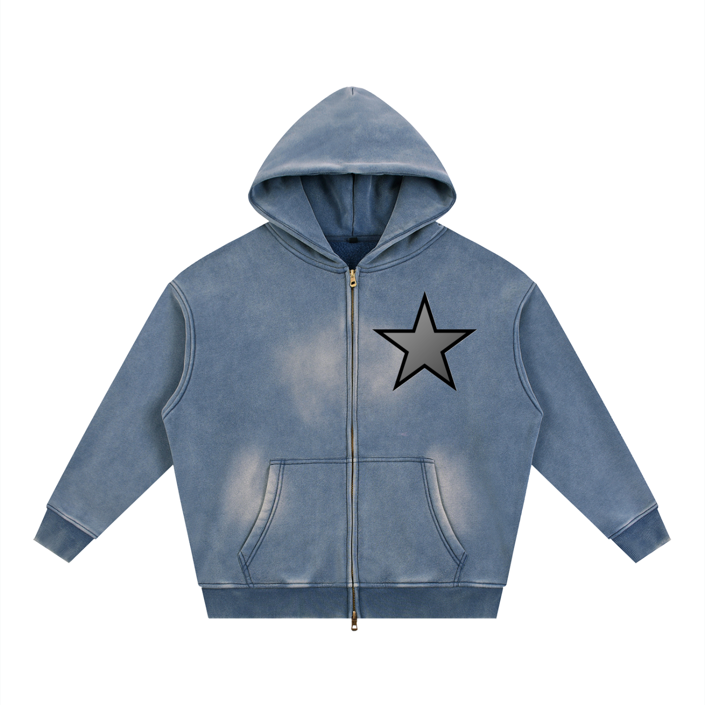 Sunfade Two-way Zipper Boxy Fleece Hoodie