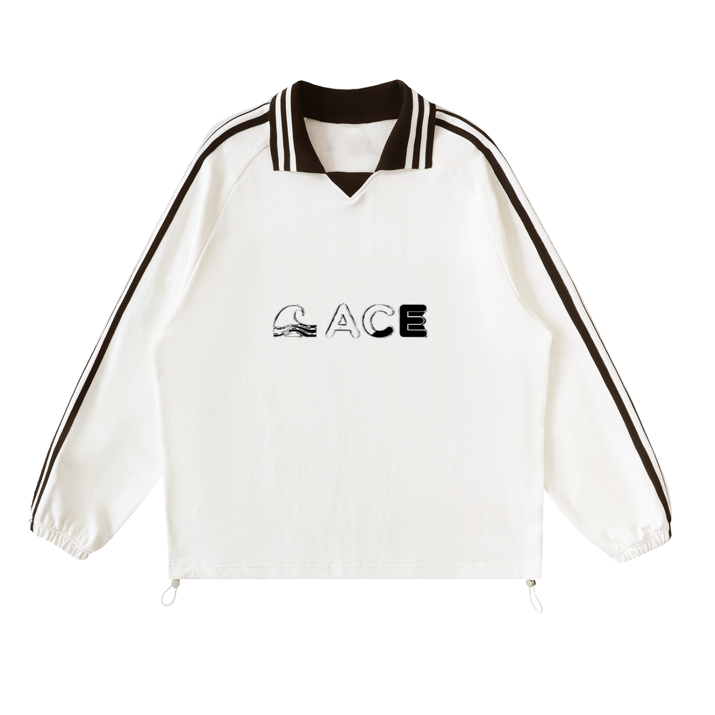 Contrast Striped Lapel Collar Sweatshirt