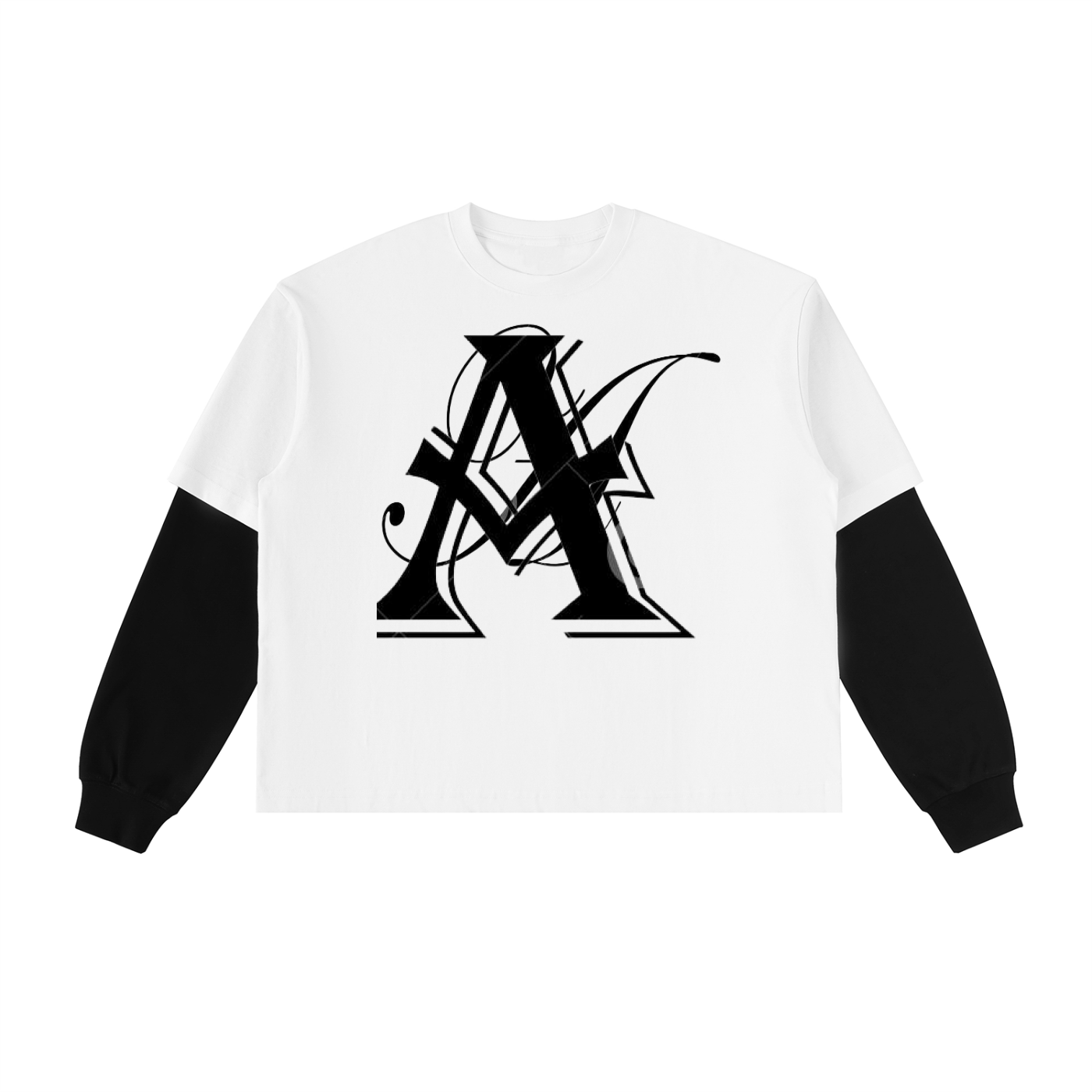 Layered Contrast Sleeve Cotton T-Shirt