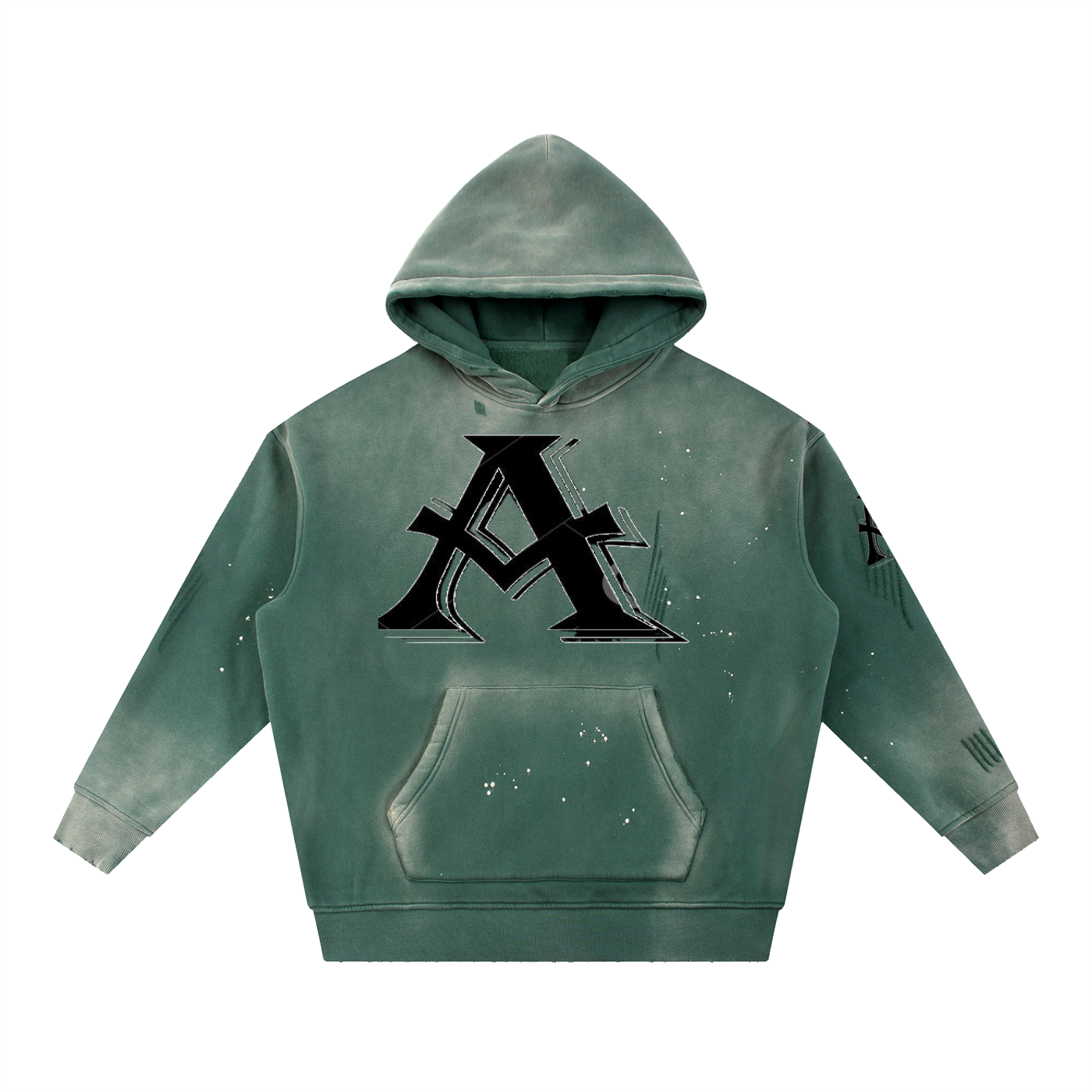 Vintage Washed Frayed Fleece Hoodie