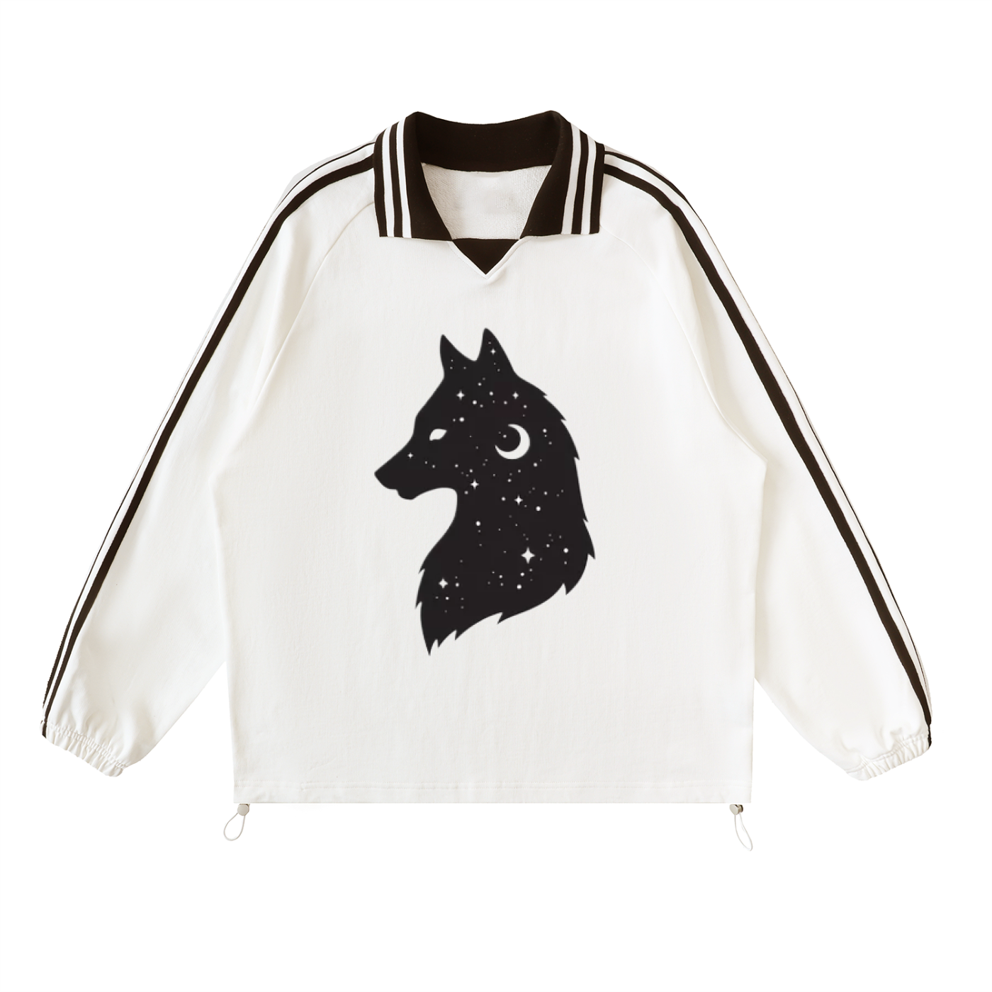 Contrast Striped Lapel Collar Sweatshirt