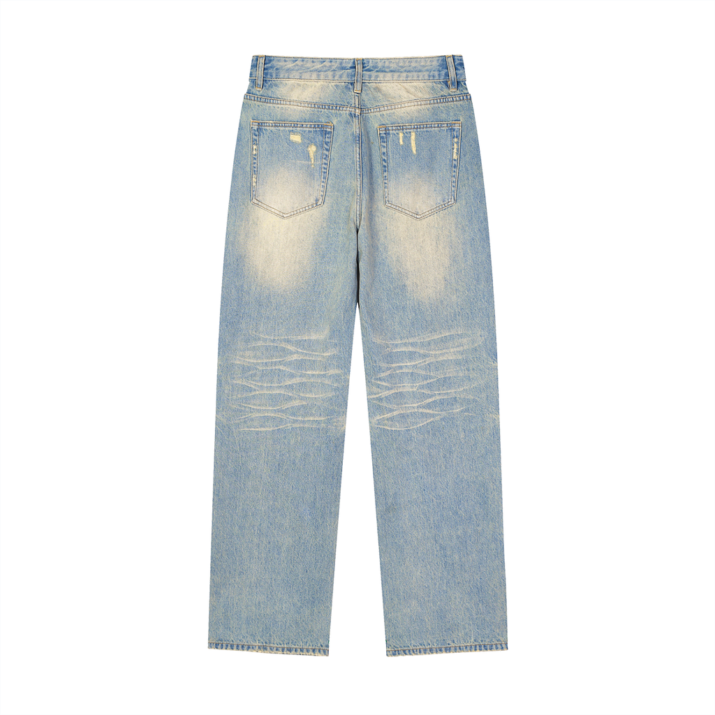 Sun Fade Raw Hem Denim Jeans - ACE