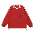 Contrast Striped Lapel Collar Sweatshirt