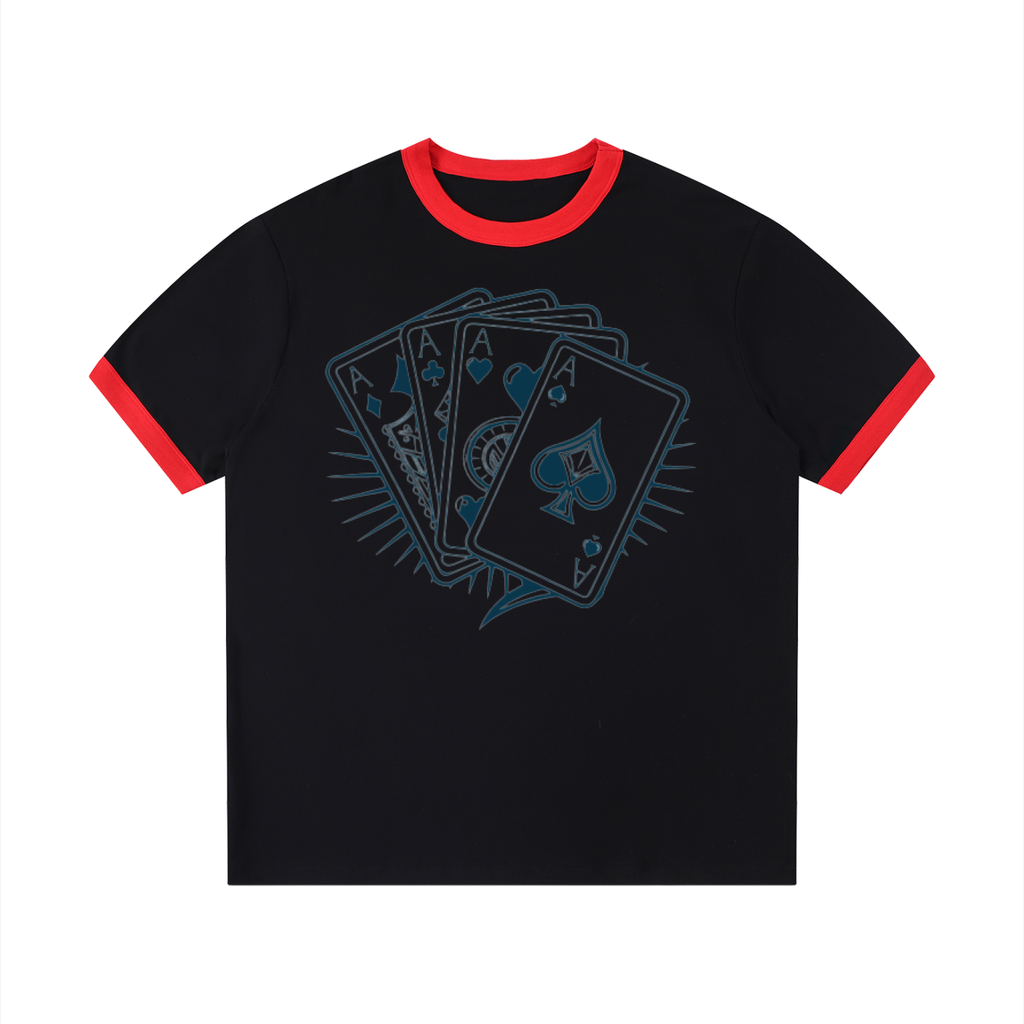 Contrast Edge Ribbed Crewneck T-Shirt