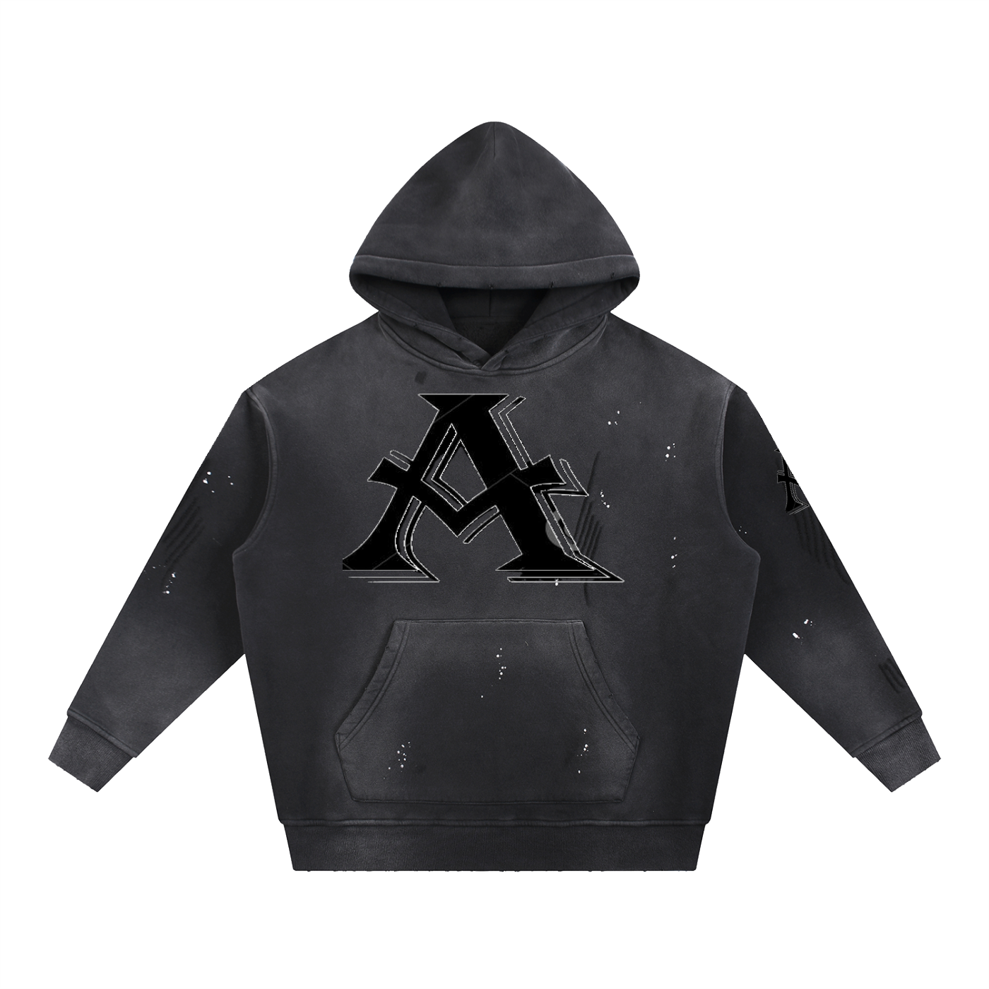 Vintage Washed Frayed Fleece Hoodie