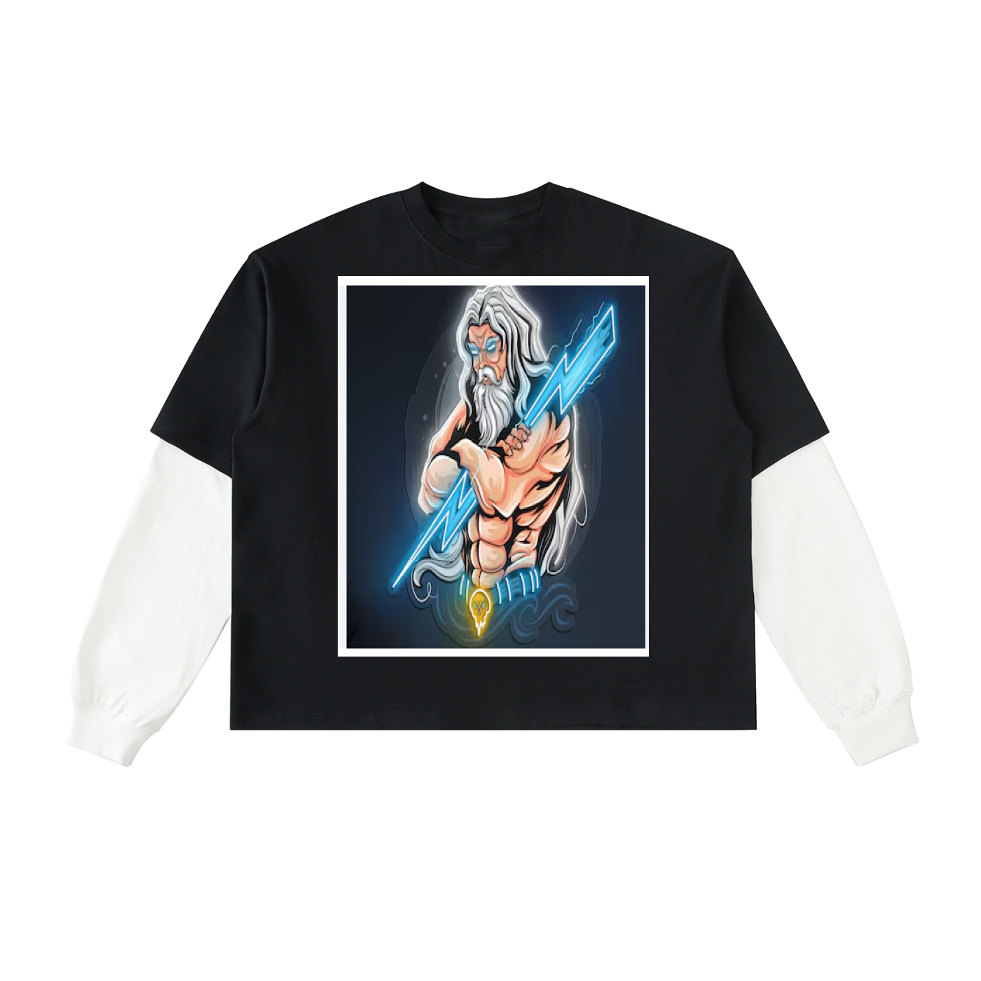 Layered Contrast Sleeve Cotton T-Shirt
