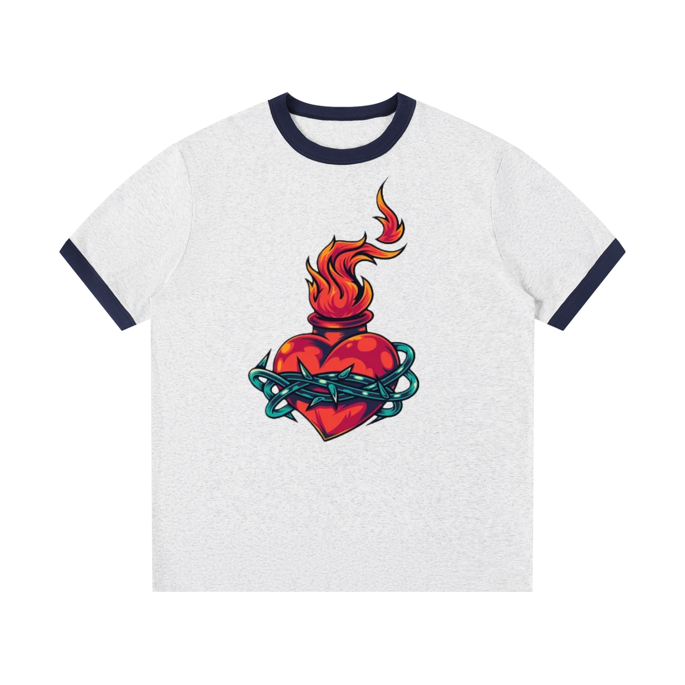 Contrast Edge Ribbed Crewneck T-Shirt