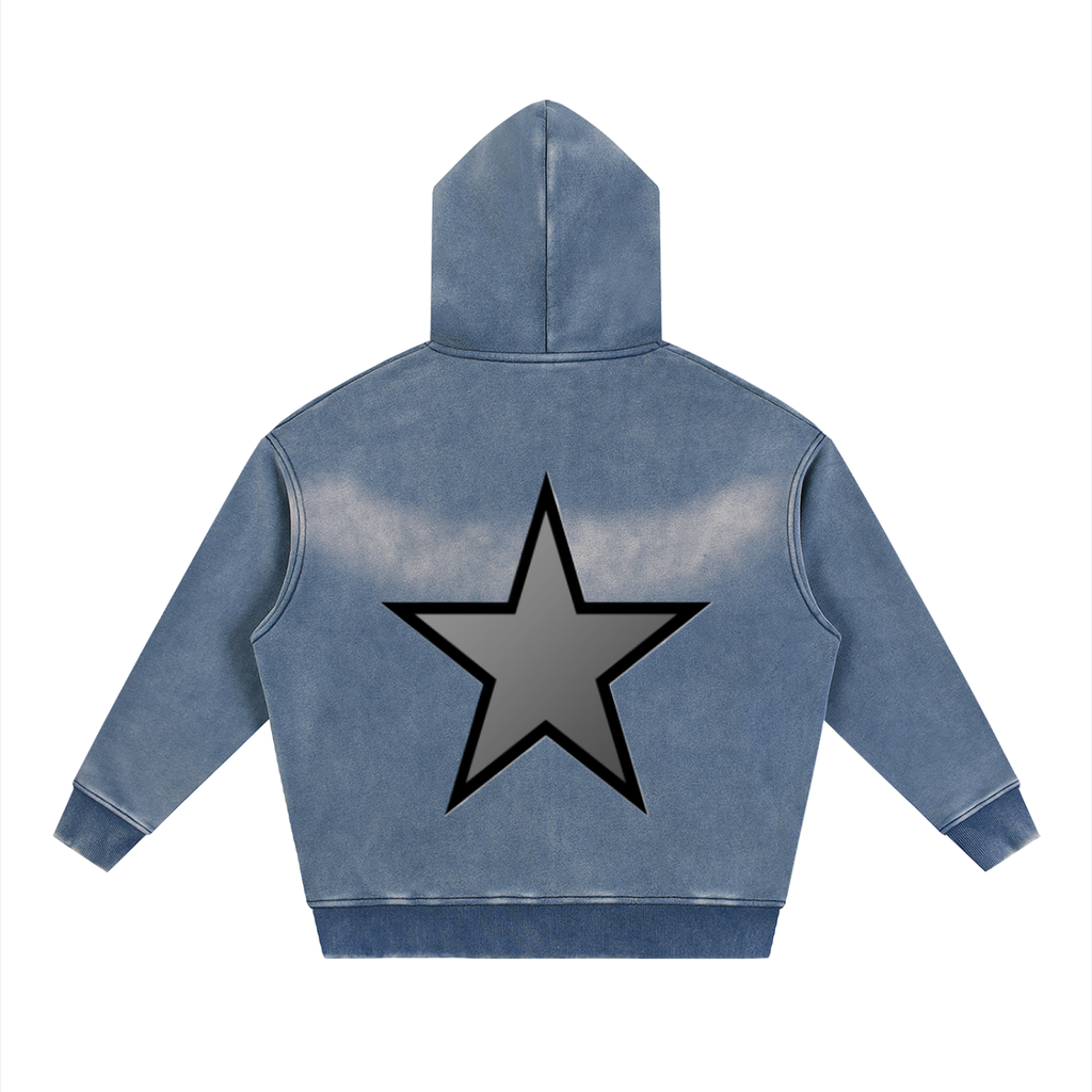 Sunfade Two-way Zipper Boxy Fleece Hoodie