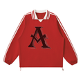 Contrast Striped Lapel Collar Sweatshirt