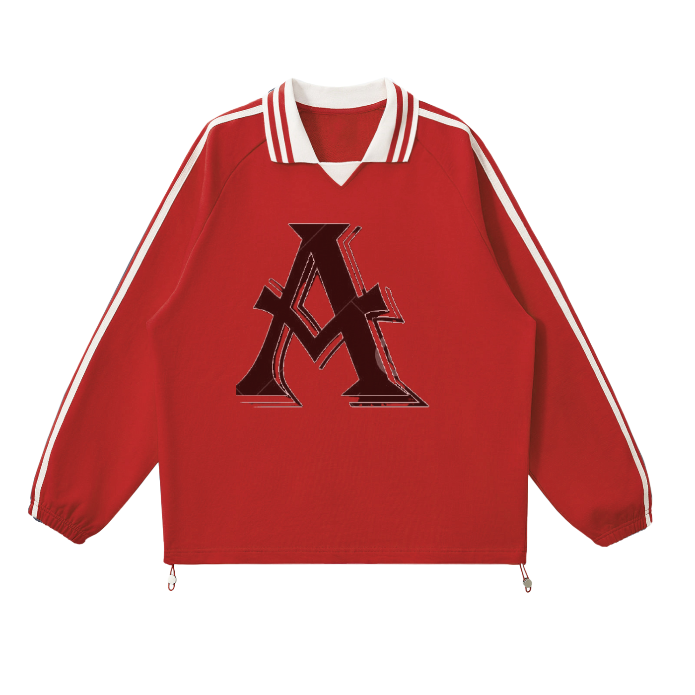 Contrast Striped Lapel Collar Sweatshirt