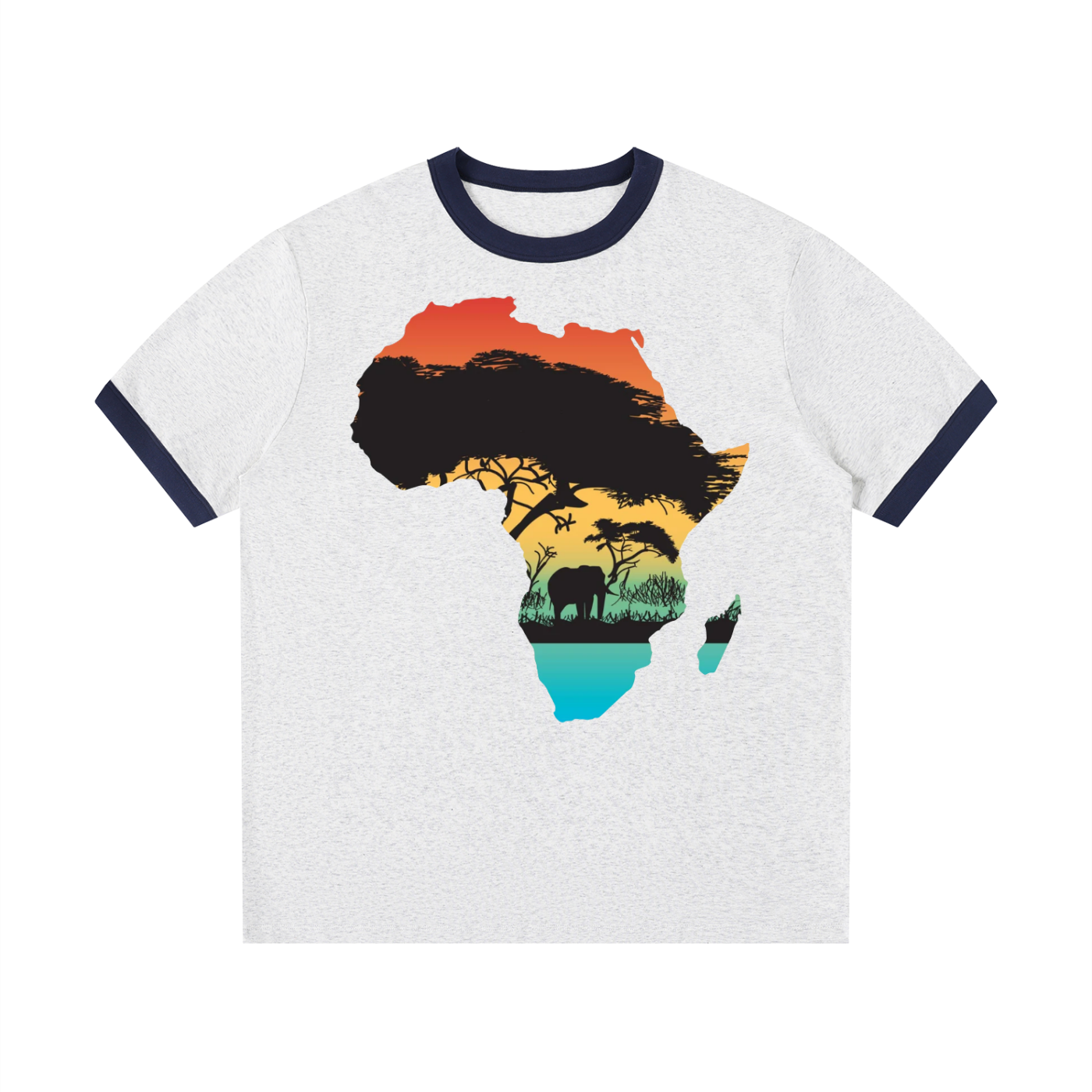 Contrast Edge Ribbed Crewneck T-Shirt